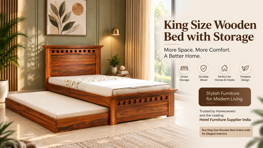King Size wooden Bed with storage