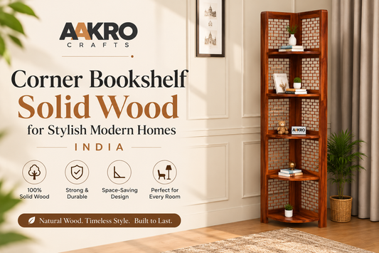 Corner bookshelf solid wood for stylish modern homes india