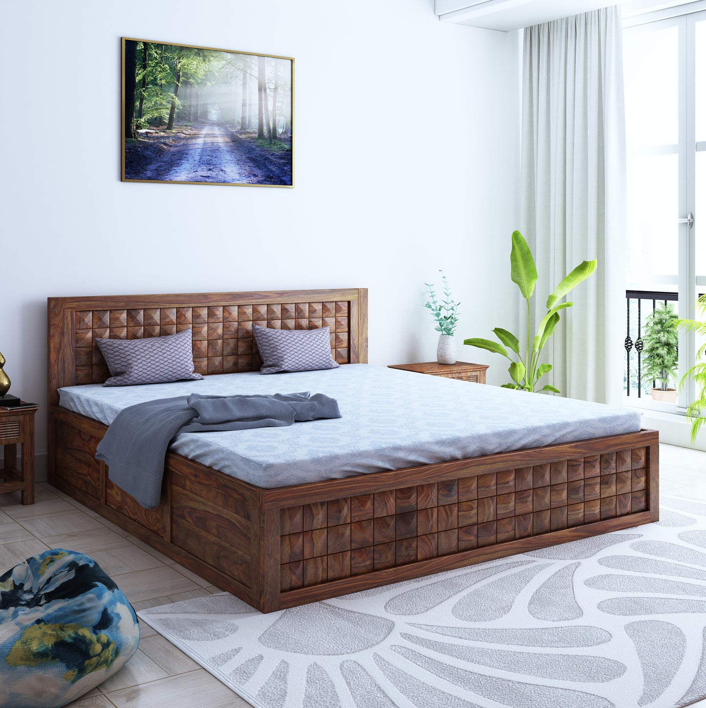 Pinerra Queen Front Drawer Storage Bed
