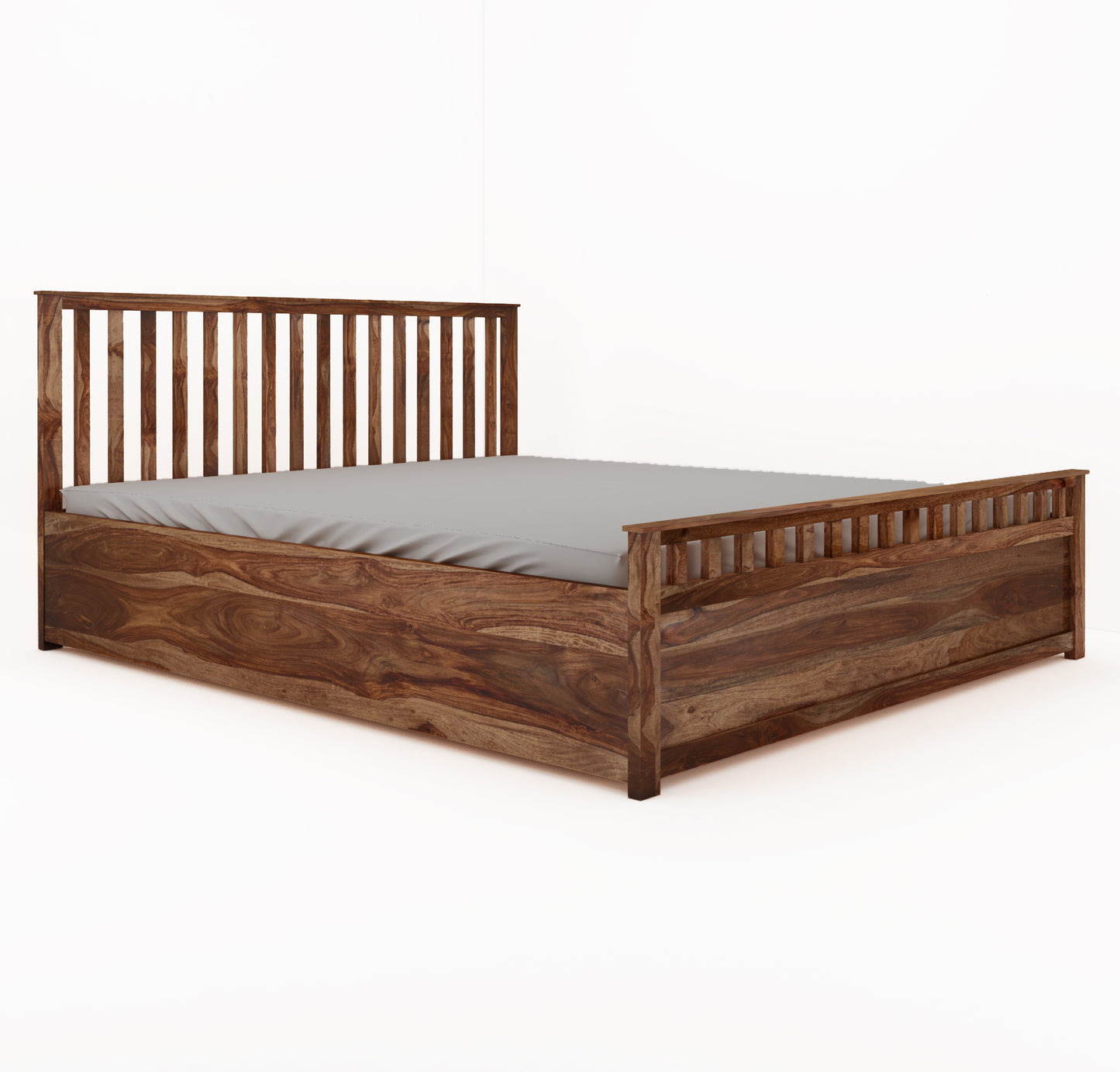 Dreamora King Size Box Storage Bed - Teak Finish