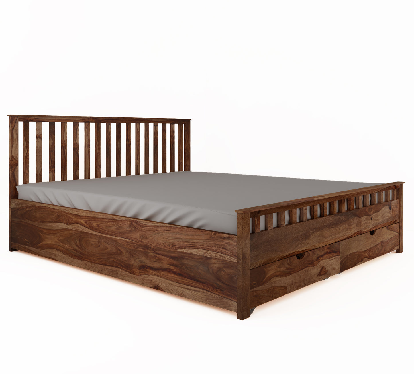 Dreamora Front Drawer Queen Size Bed - Teak Finish