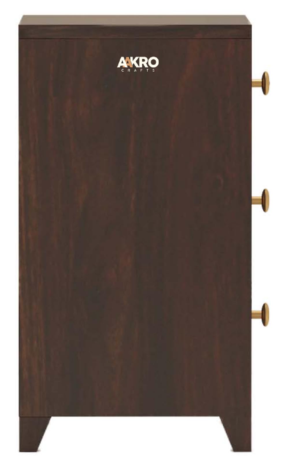 Tuscan Sheesham Wood Bedside Table with 3 Drawer Storage - Brick Design (Walnut)