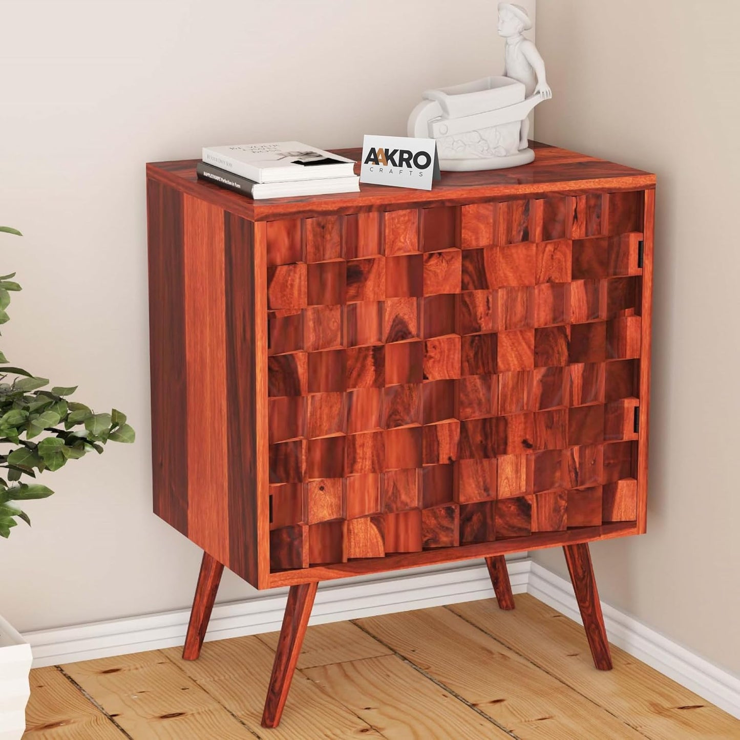 Sheesham Wood Sideboards and Cabinet with 2 Door Storage - 1 Year Warranty