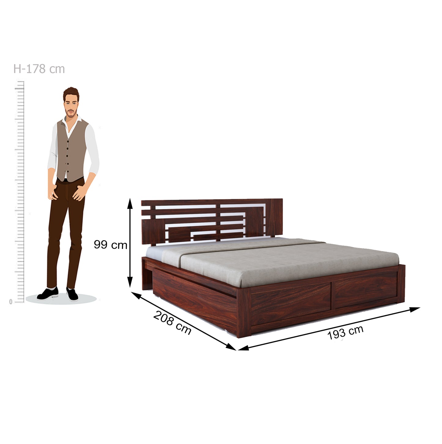 Carvessa Queen Drawer Storage Bed