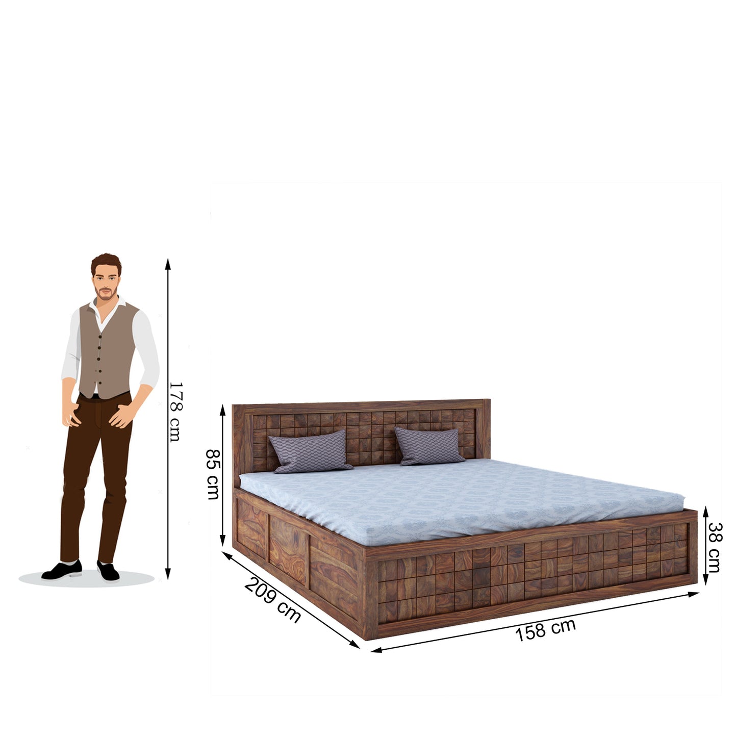 Pinerra Queen Front Drawer Storage Bed