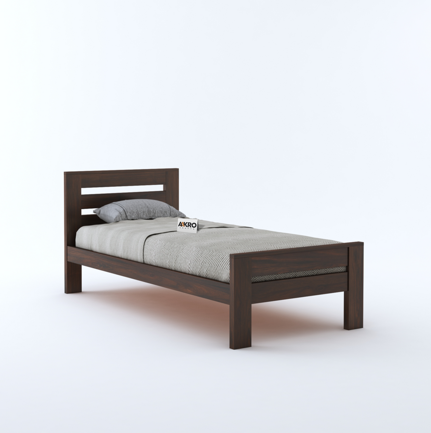 Neil Sheesham Wood Single Bed Without Storage - Walnut Finish