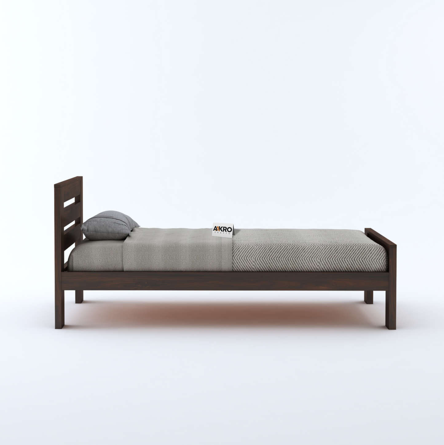 Neil Sheesham Wood Single Bed Without Storage - Walnut Finish