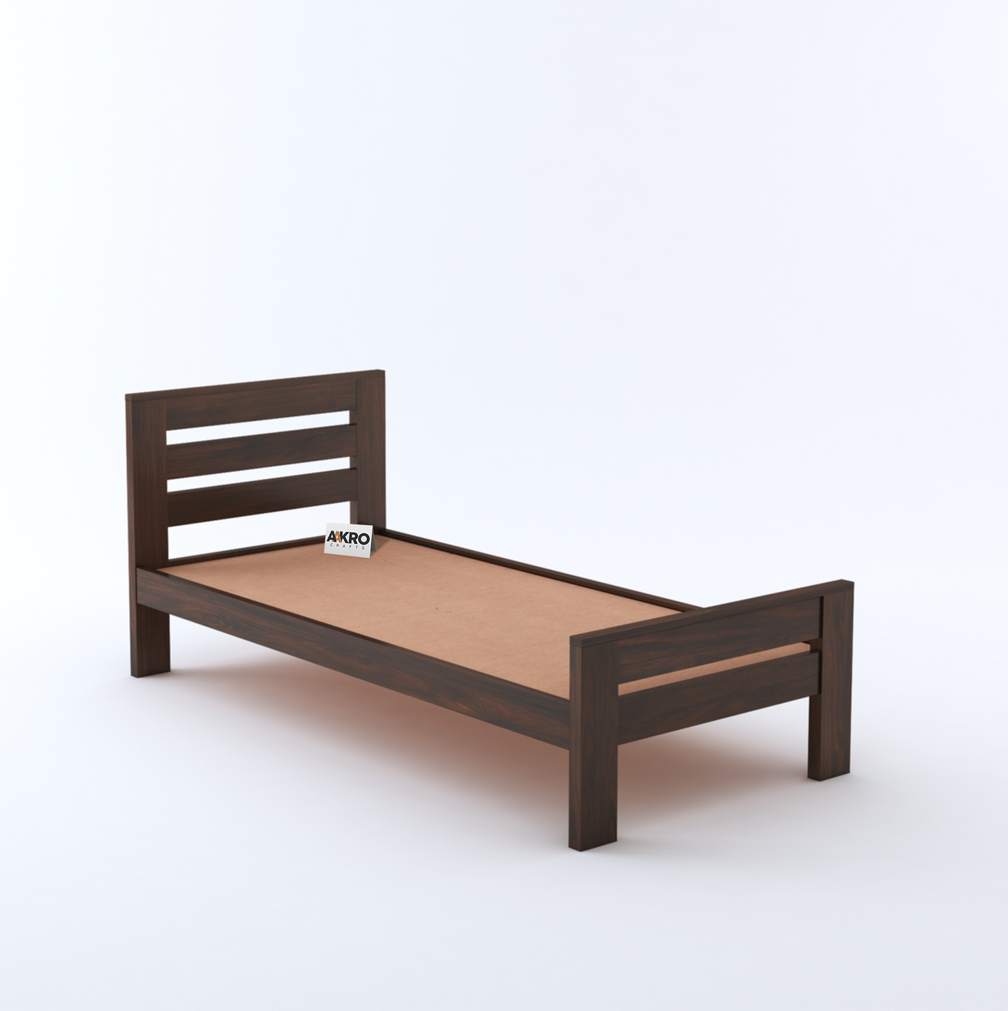 Neil Sheesham Wood Single Bed Without Storage - Walnut Finish