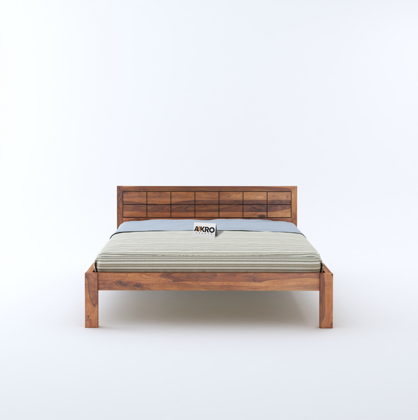 Ray Sheesham Wood Brick Bed Without Storage