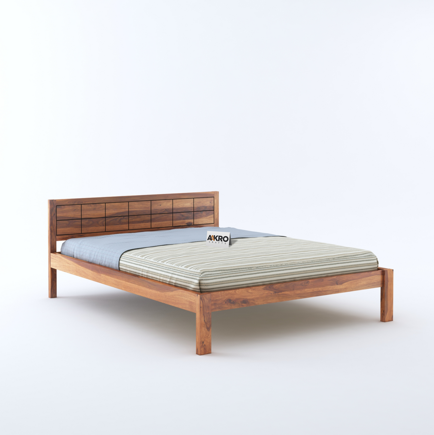 Ray Sheesham Wood Brick Bed Without Storage
