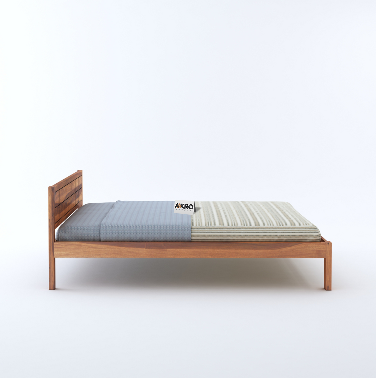 Ray Sheesham Wood Brick Bed Without Storage