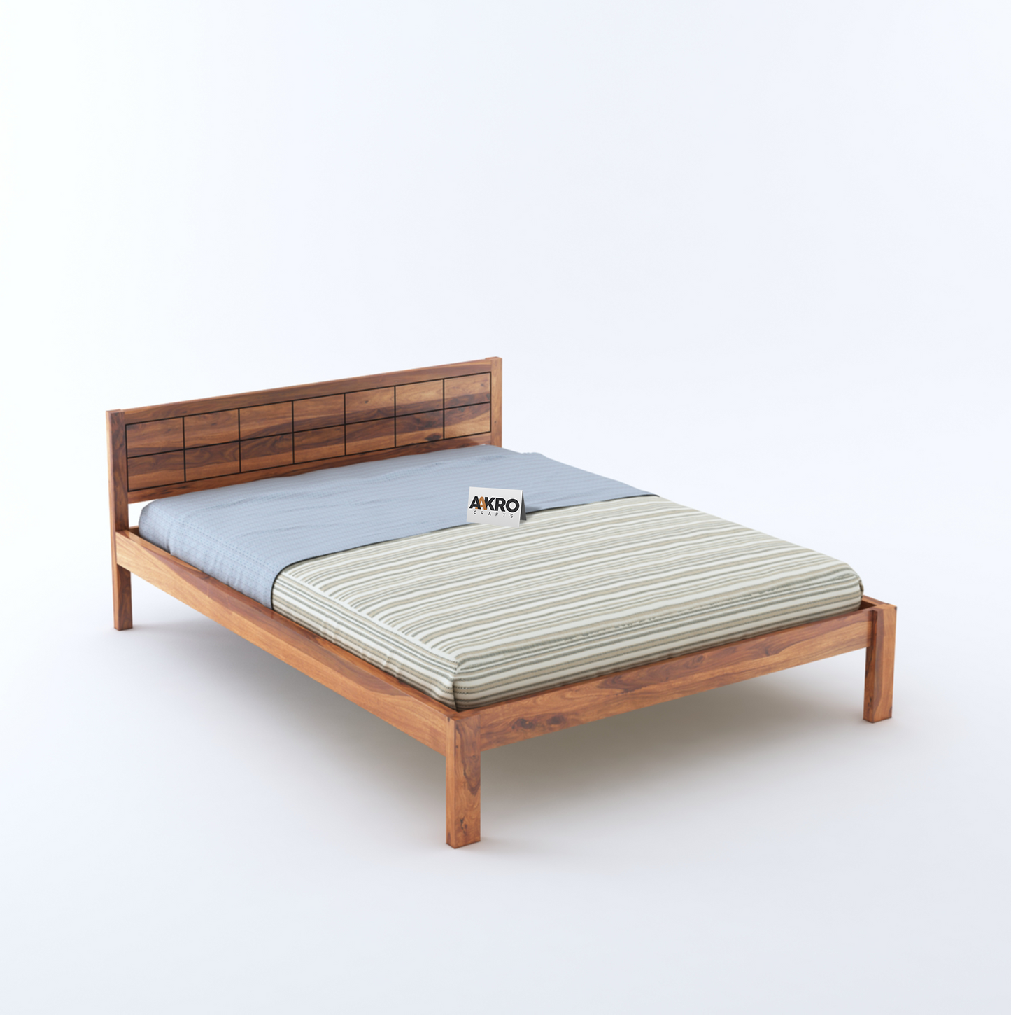 Ray Sheesham Wood Brick Bed Without Storage