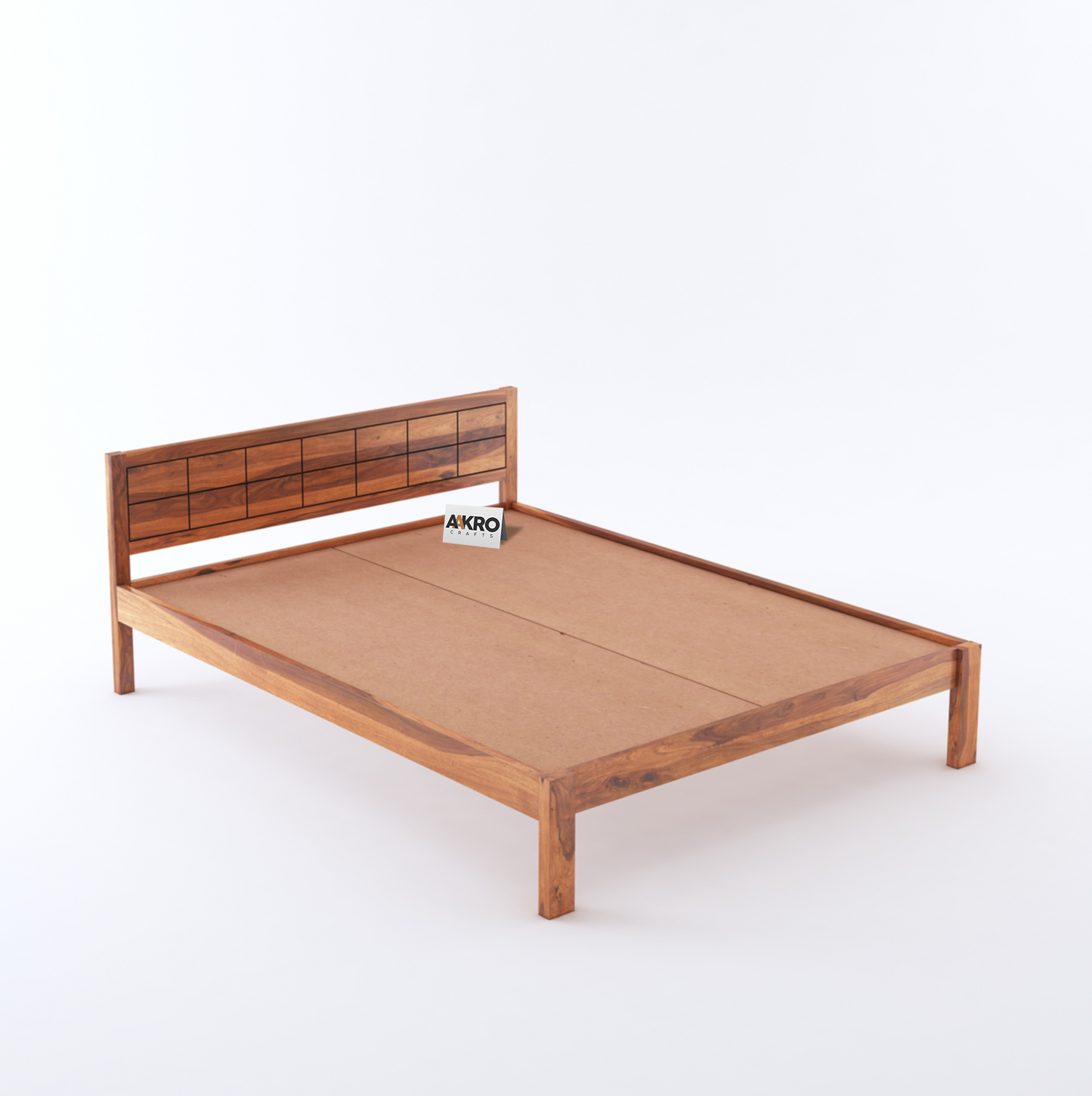 Ray Sheesham Wood Brick Bed Without Storage