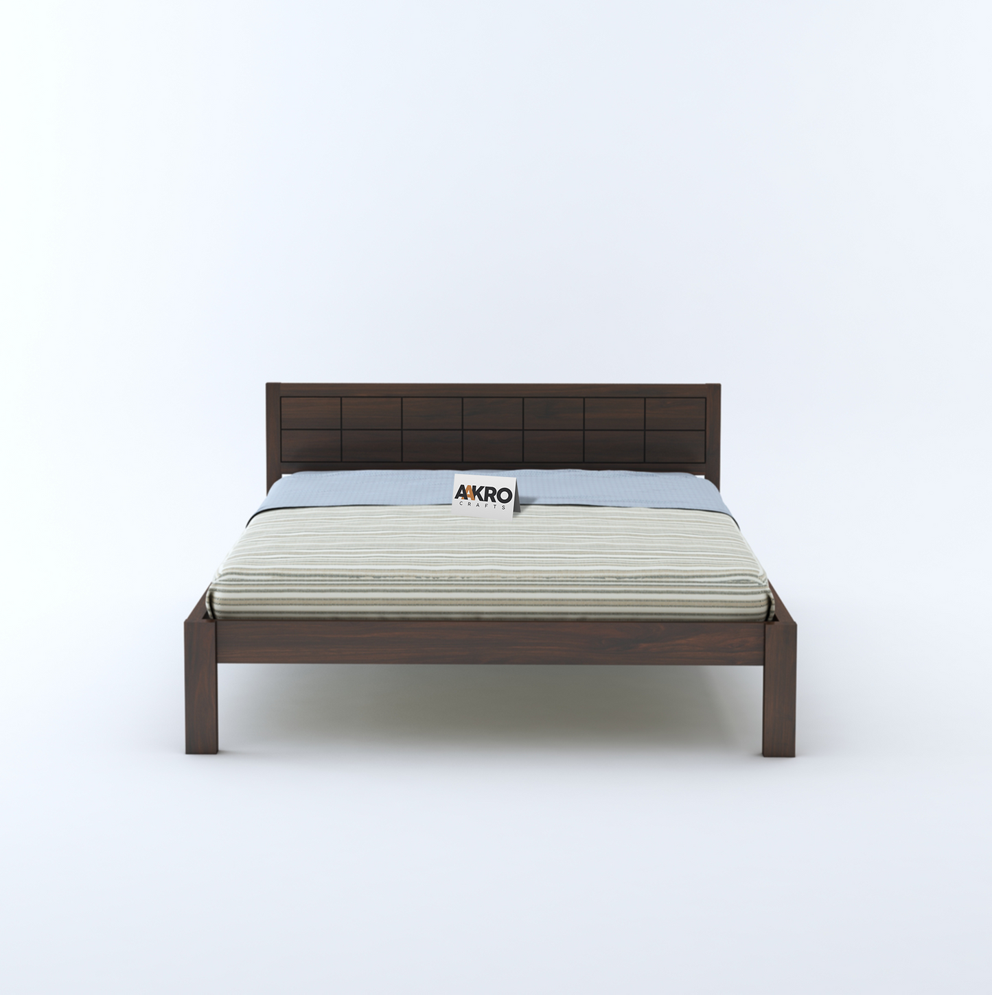 Ray Sheesham Wood Brick Bed Without Storage (Walnut)