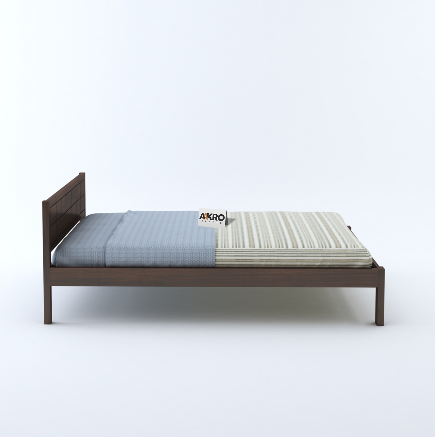 Ray Sheesham Wood Brick Bed Without Storage (Walnut)