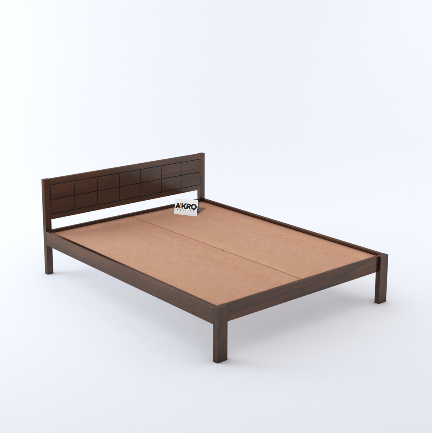 Ray Sheesham Wood Brick Bed Without Storage (Walnut)