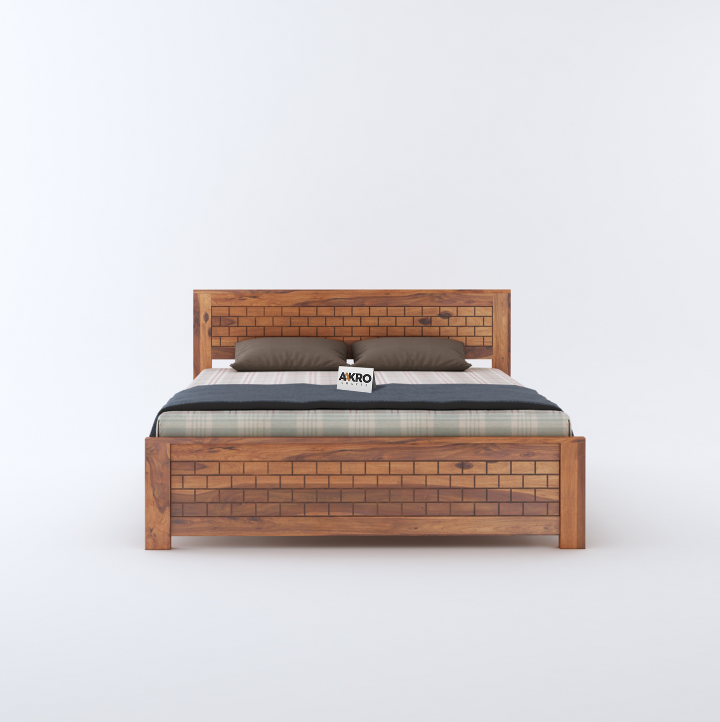 Leo Sheesham Wood Brick Bed Without Storage