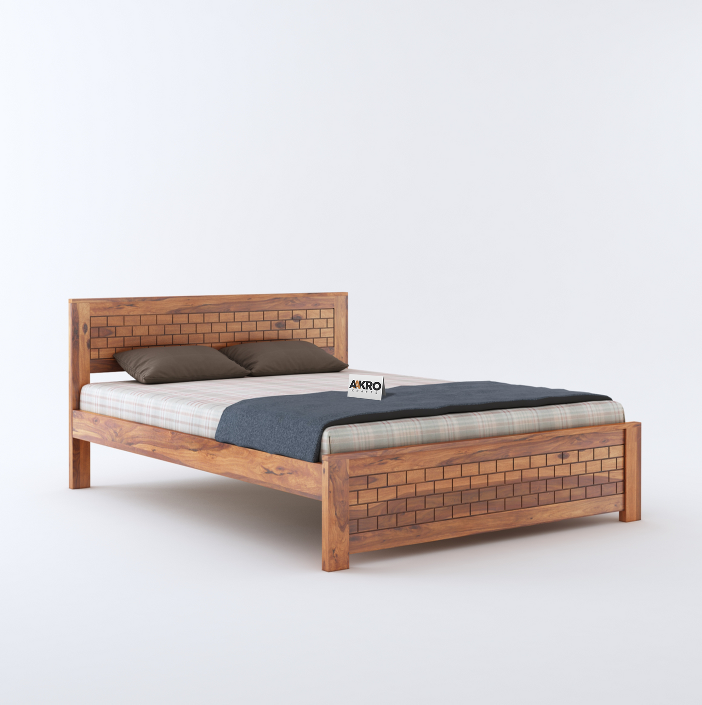 Leo Sheesham Wood Brick Bed Without Storage