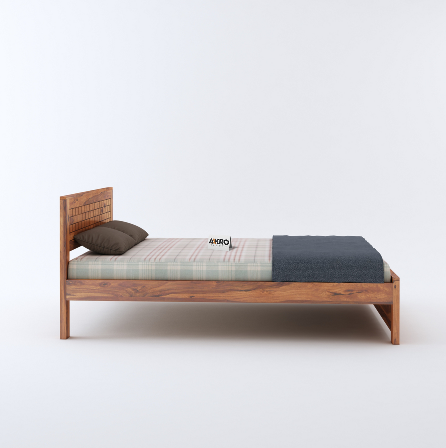 Leo Sheesham Wood Brick Bed Without Storage