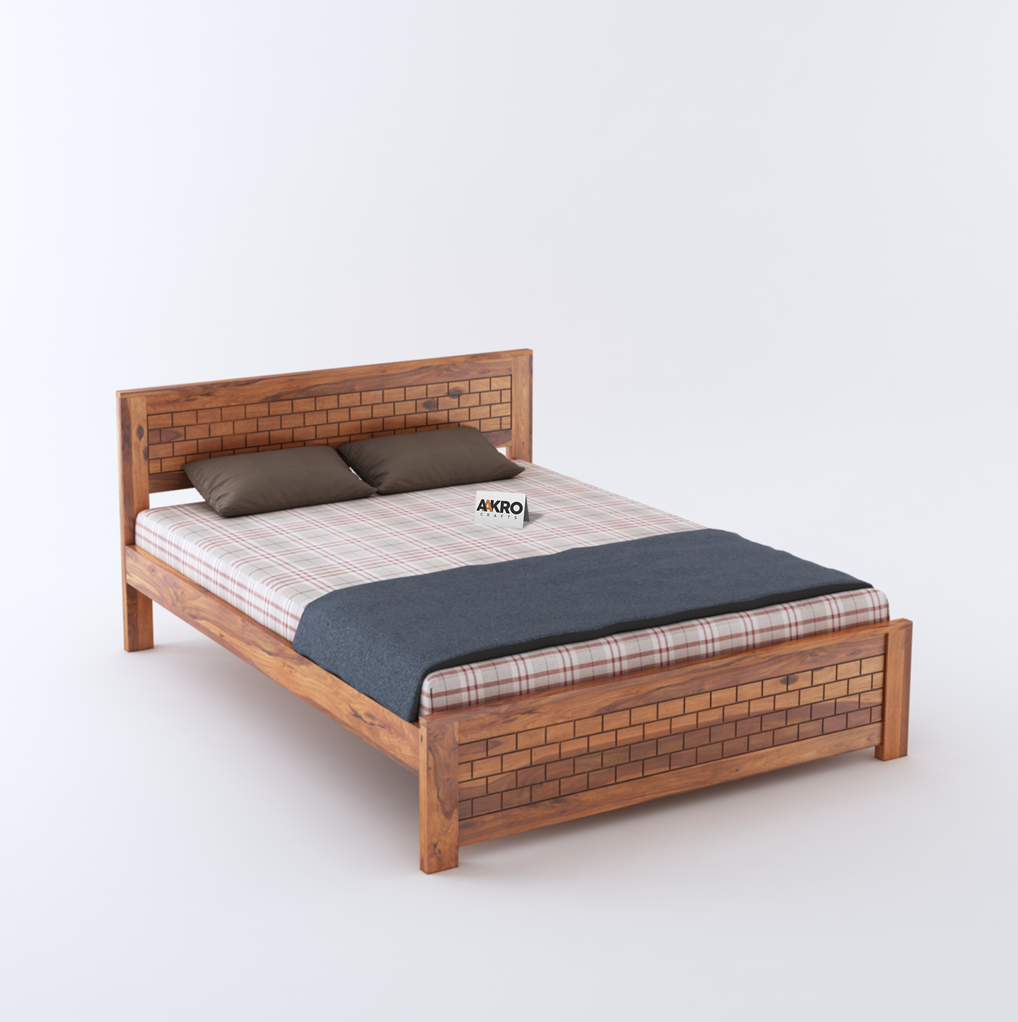 Leo Sheesham Wood Brick Bed Without Storage