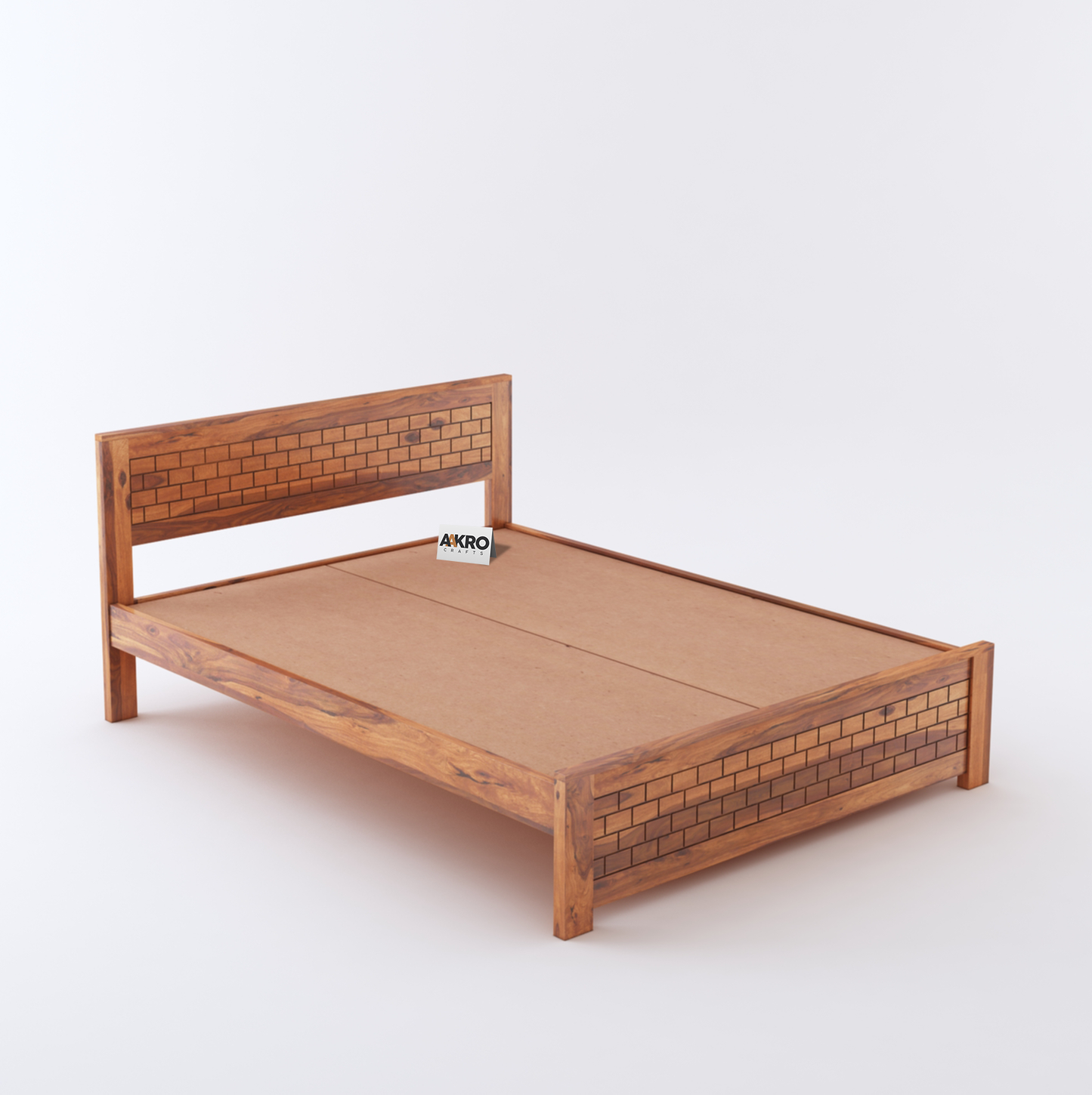 Leo Sheesham Wood Brick Bed Without Storage