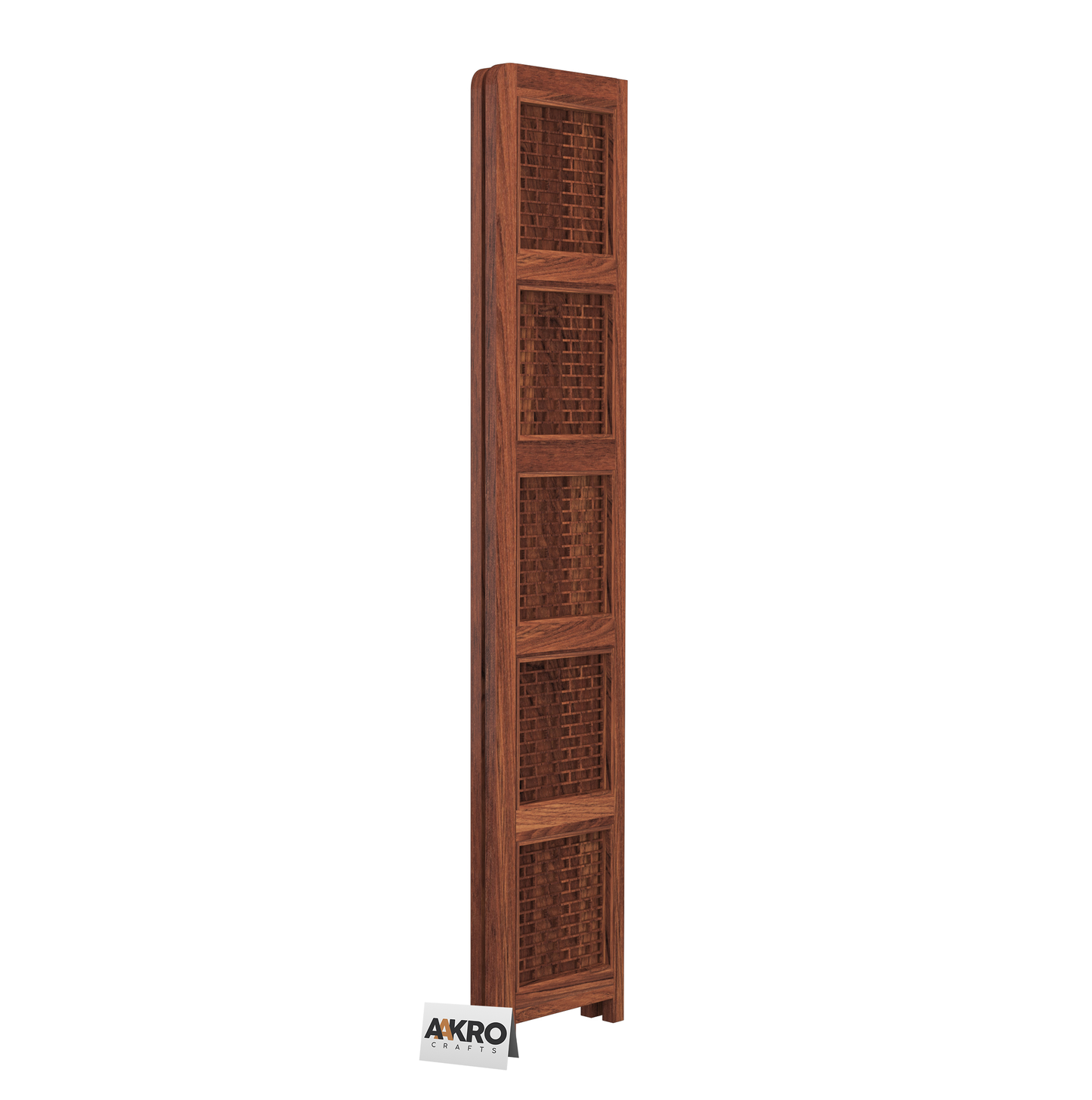 Divine Sheesham Wood Brick Corner Shelf for Living Room Bedroom Home | CNC 5 Tier Corner Bookshelf | Wooden Ladder Bookcase Display Unit (Honey Finish)