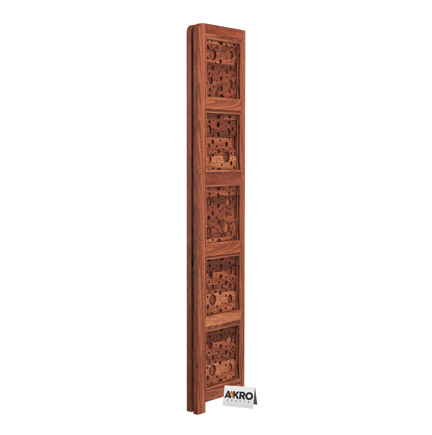 Levi Sheesham Wood Cricle Corner Shelf for Living Room Bedroom Home | CNC 5 Tier Corner Bookshelf | Wooden Ladder Bookcase Display Unit (Honey Finish)