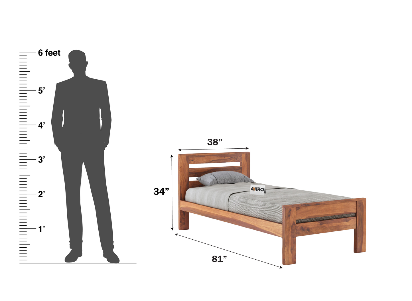 Neil Sheesham Wood Single Bed Without Storage