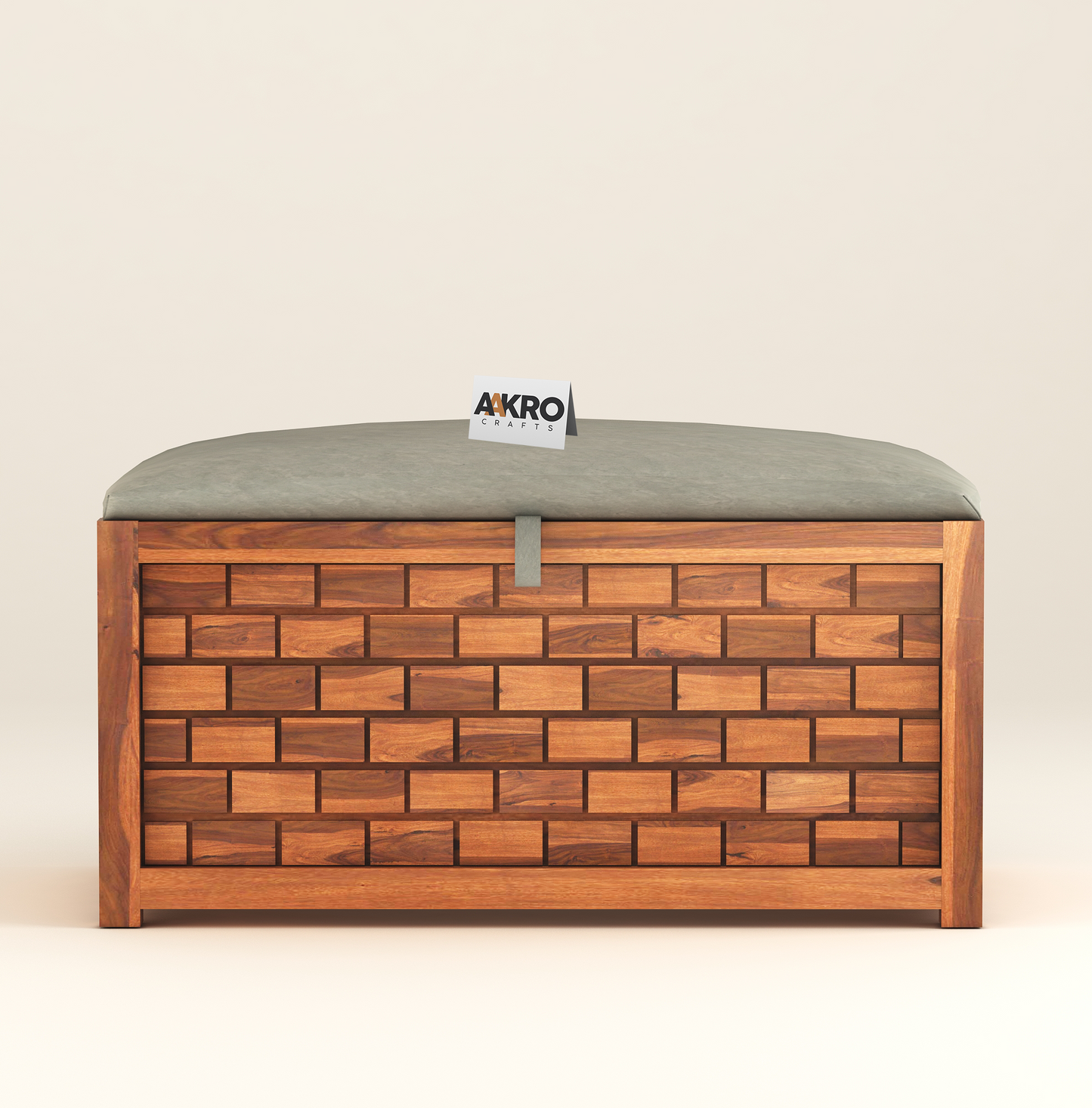 Ray Sheesham Wood Storage Bench - 1 Year Warranty - Honey Finsh