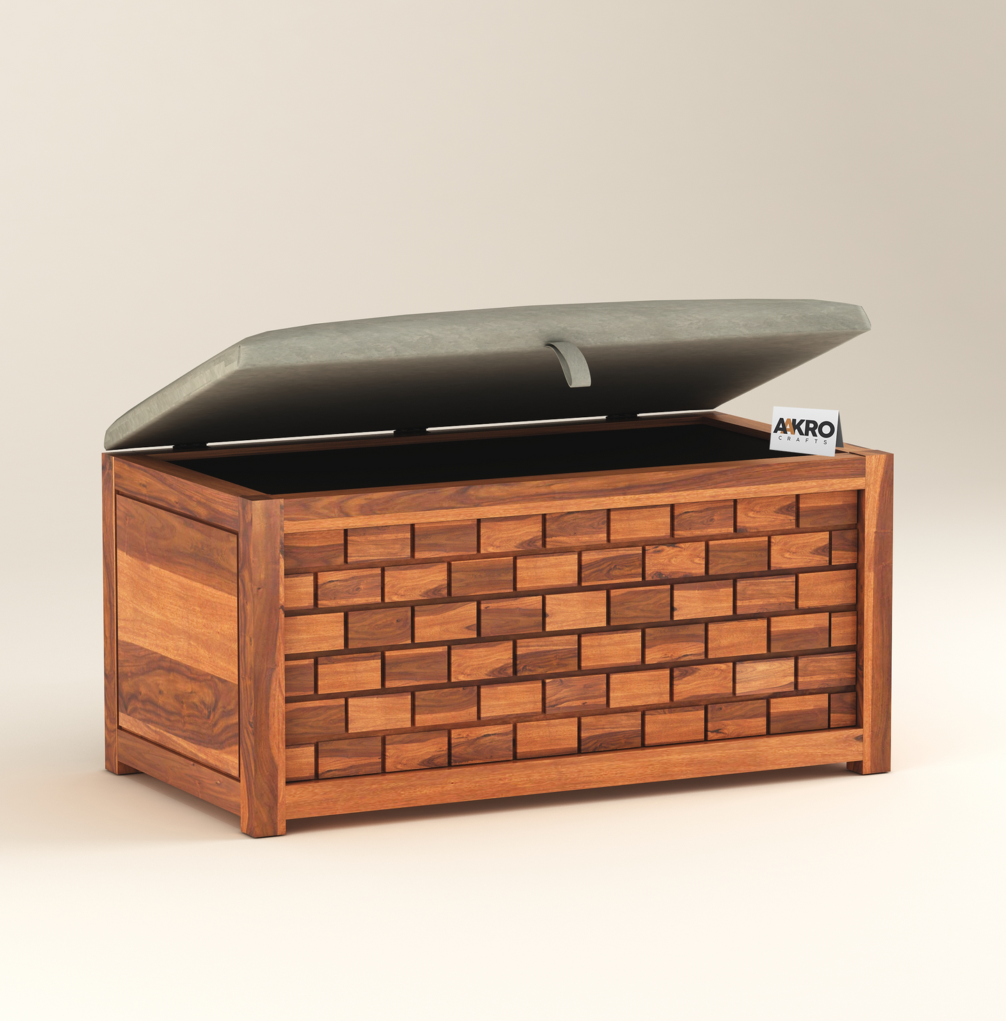 Ray Sheesham Wood Storage Bench - 1 Year Warranty - Honey Finsh