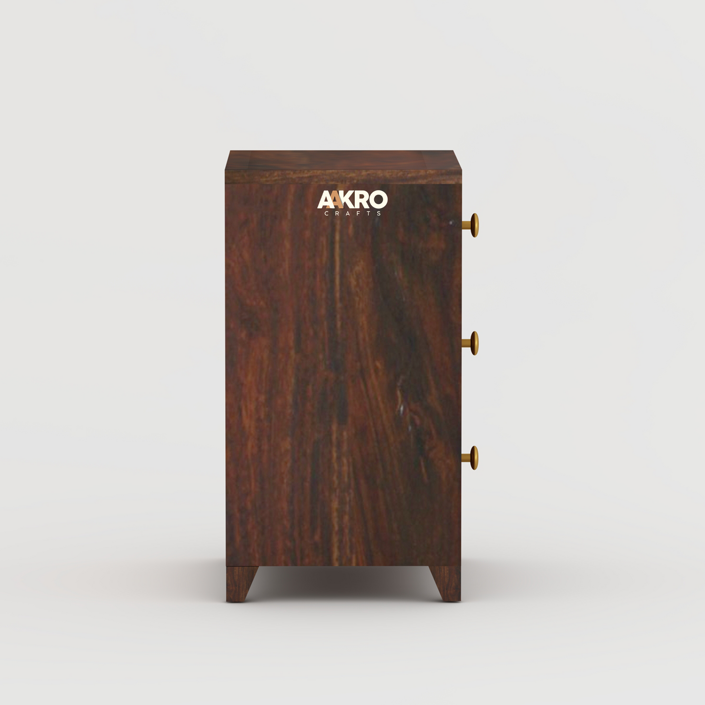 Noah Sheesham Wood Bedside Table with 3 Drawer Storage - Grooved Design (Walnut)