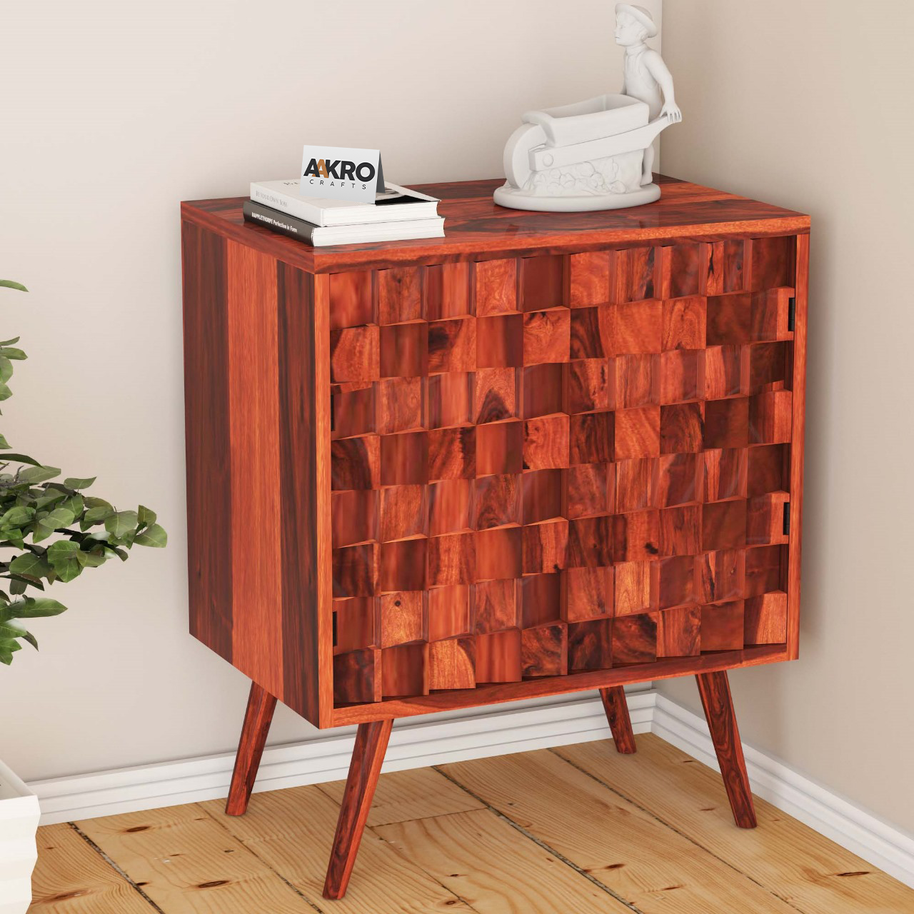 Marvin Solid Sheesham Wood Sideboards and Cabinet with 2 Door Storage for Living Room - Honey Finish (1 Year Warranty)