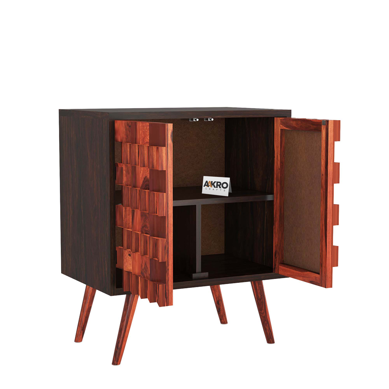 Marvin Solid Sheesham Wood Sideboards and Cabinet with 2 Door Storage for Living Room - Walnut Finish (1 Year Warranty)