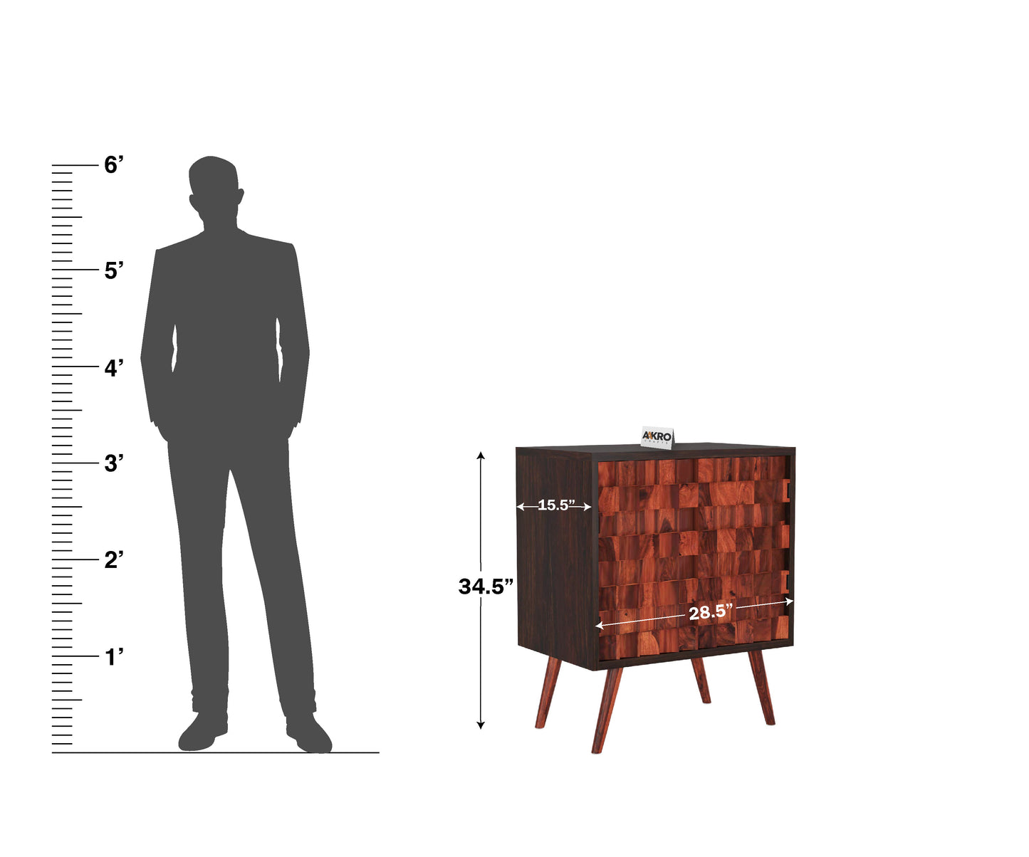 Marvin Solid Sheesham Wood Sideboards and Cabinet with 2 Door Storage for Living Room - Walnut Finish (1 Year Warranty)