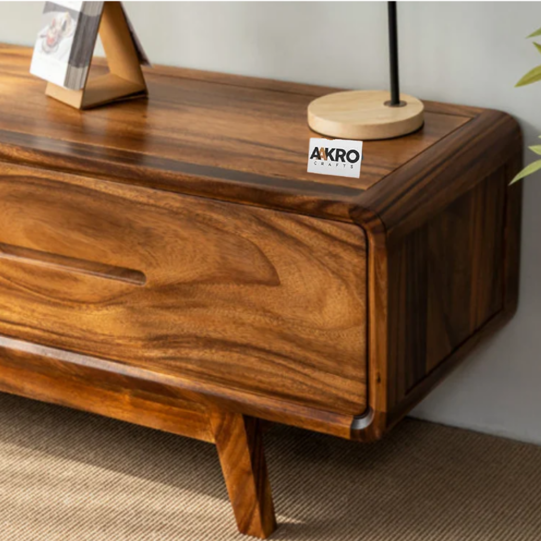 Loadly Sheesham Wood Two Door Two Open Self Tv Cabinet