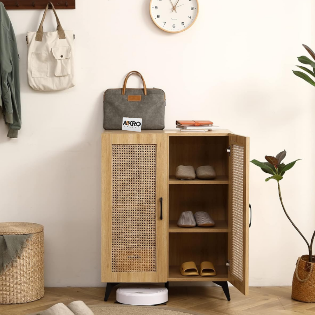 Nuvrio Sheesham Wood Shoe Cabinet - Mango Wood Shoe Rank For Living Room Furniture