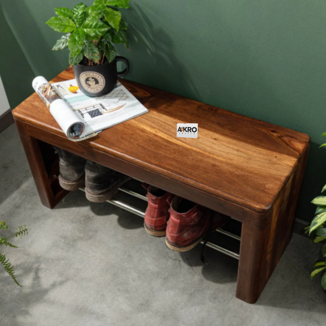 Melvero Solid Wood Shoe Rank In Provincial Teak Finnish For Living Room Furniture