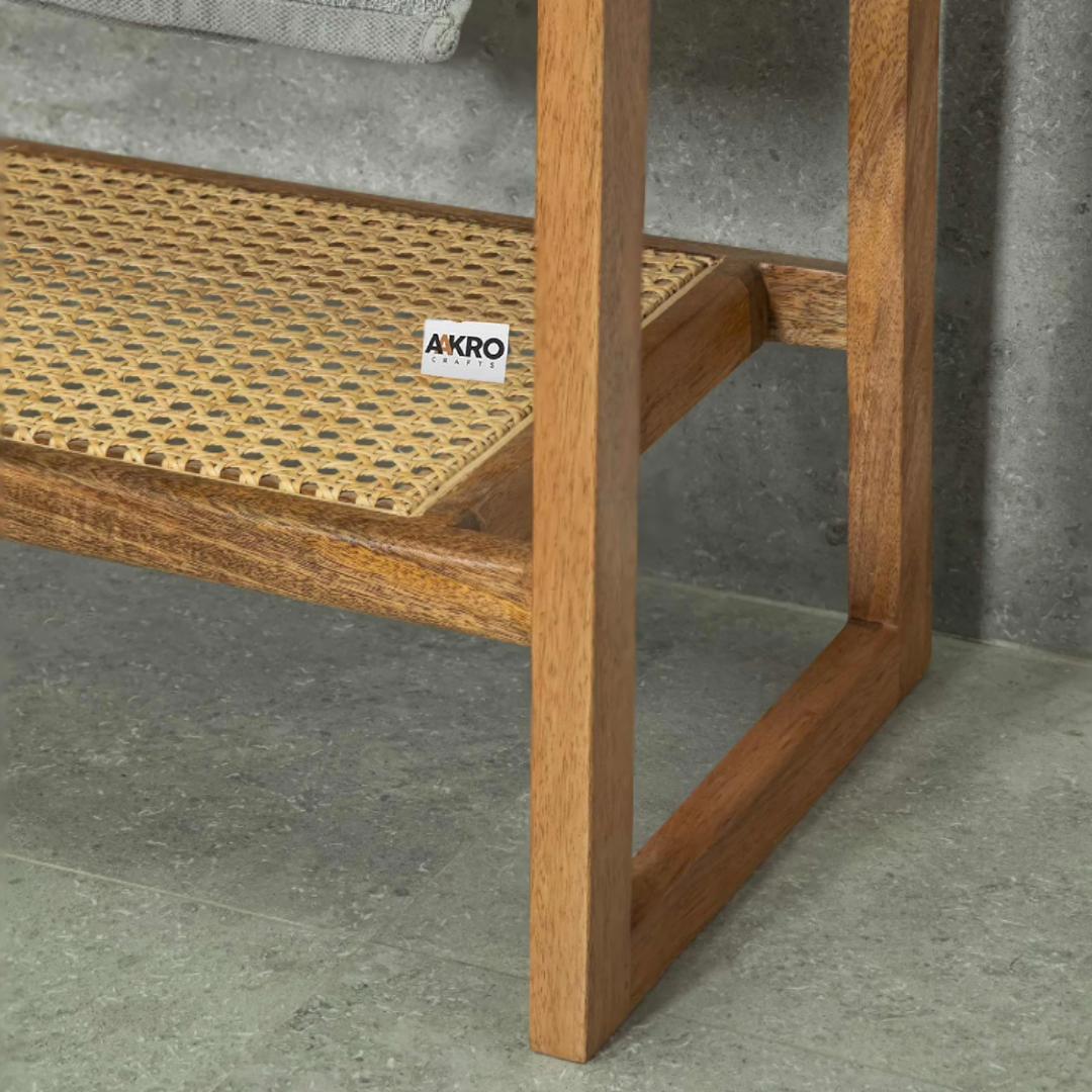 Napnest Shoes Rack and Towel Holder Solid Wood with Cane