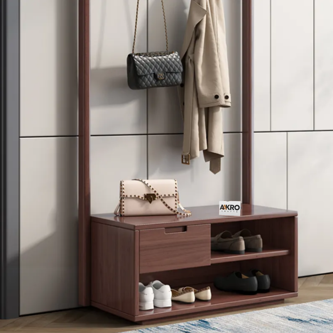 Zenvia Coat Rack and Shoes Stand Solid Wood