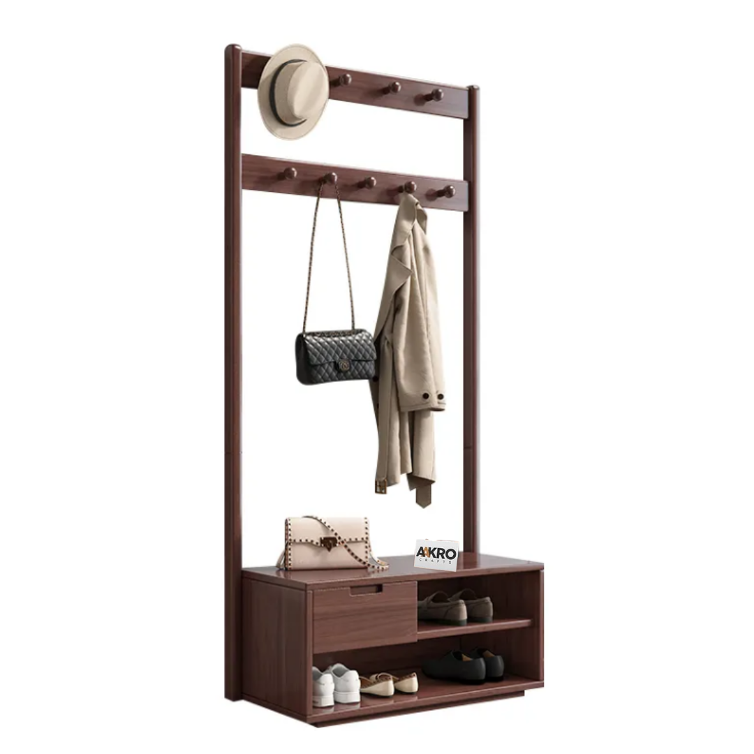 Zenvia Coat Rack and Shoes Stand Solid Wood
