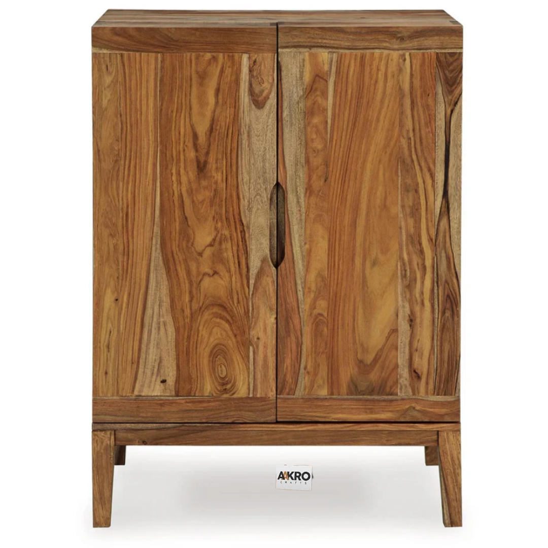 Livalis Sheesham Wood Bar-Cabinet In Netural Finish