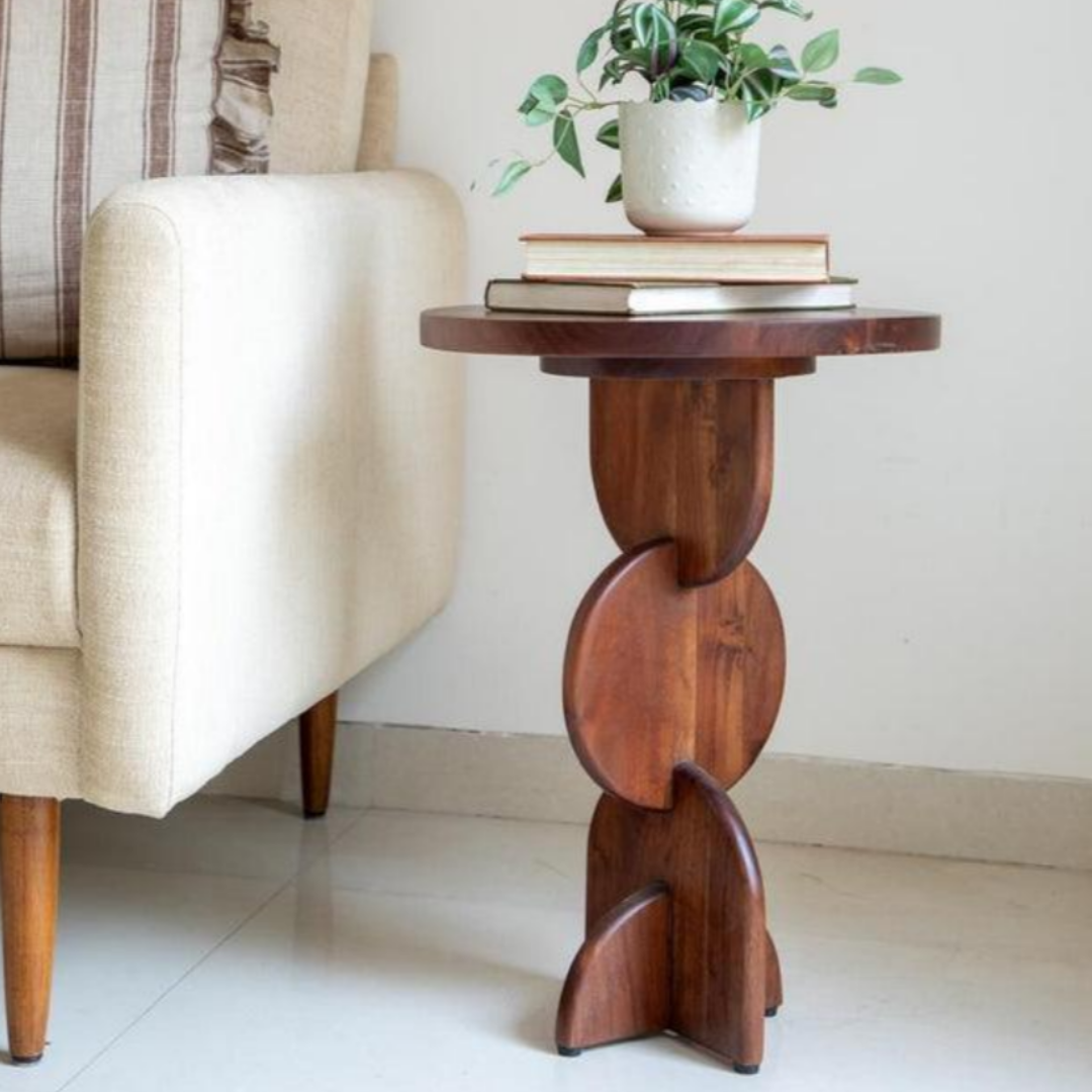 Timbera Acacia Wood Sofa Side Table for Living Room | Premium End Table for Home