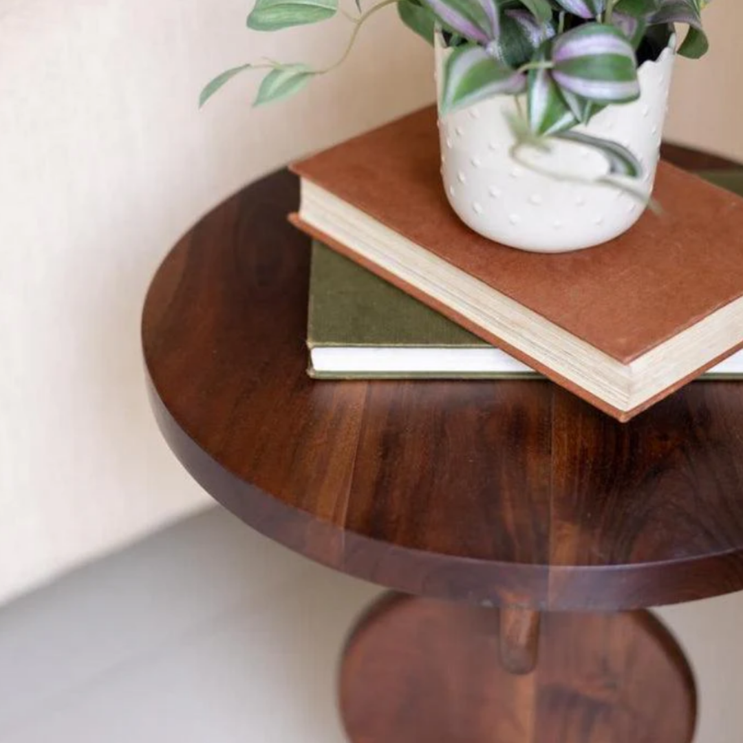 Timbera Acacia Wood Sofa Side Table for Living Room | Premium End Table for Home