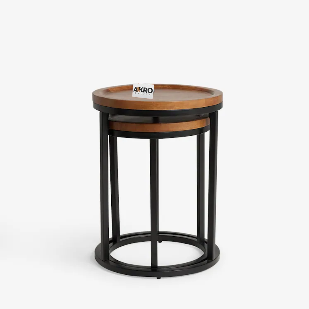 Hushmoor Solid Wood Round Set of 2 Nest of Tables