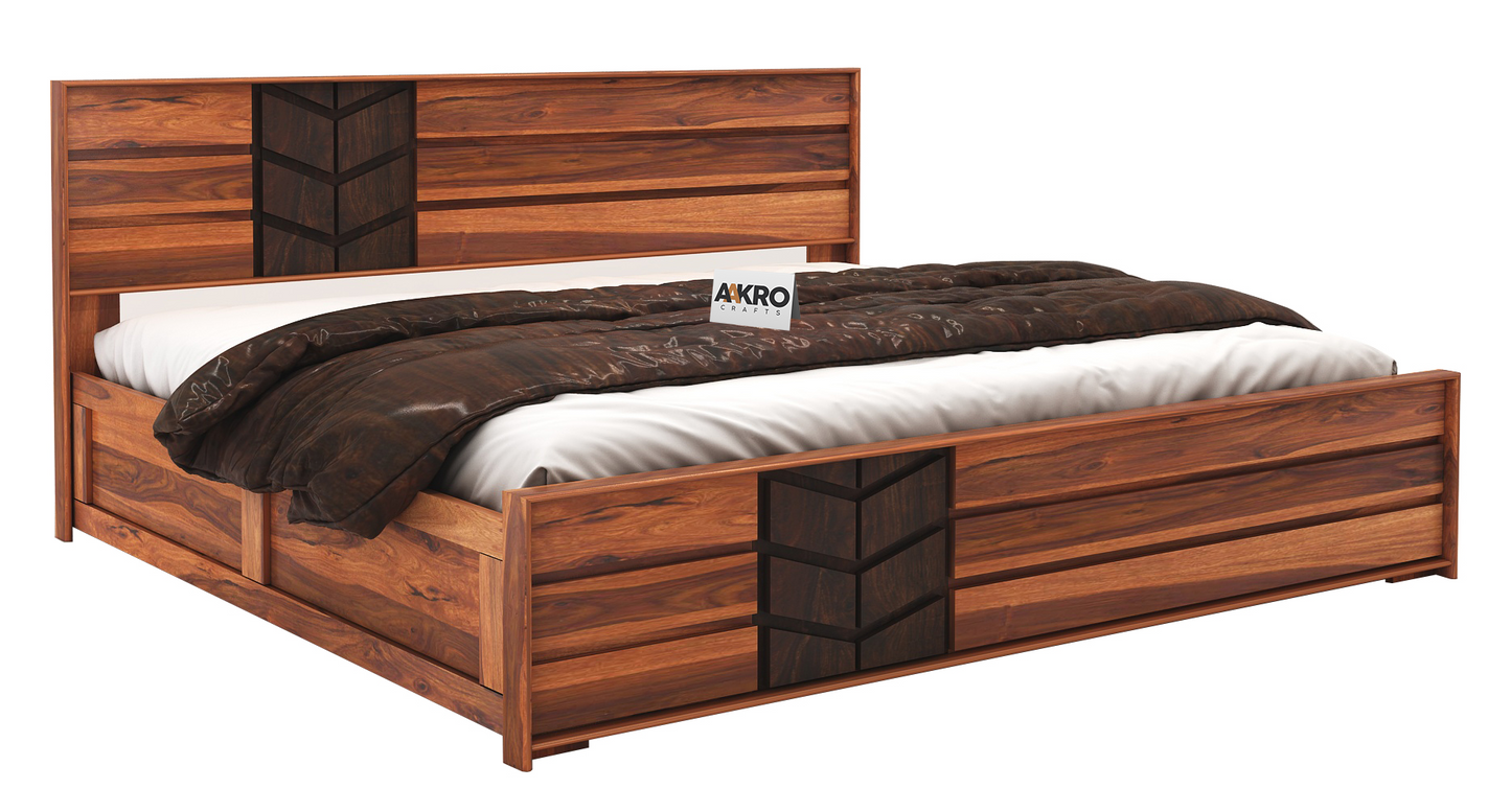 Sheesham Wood Venguard Bed with Box Storage - 1 Year Warranty