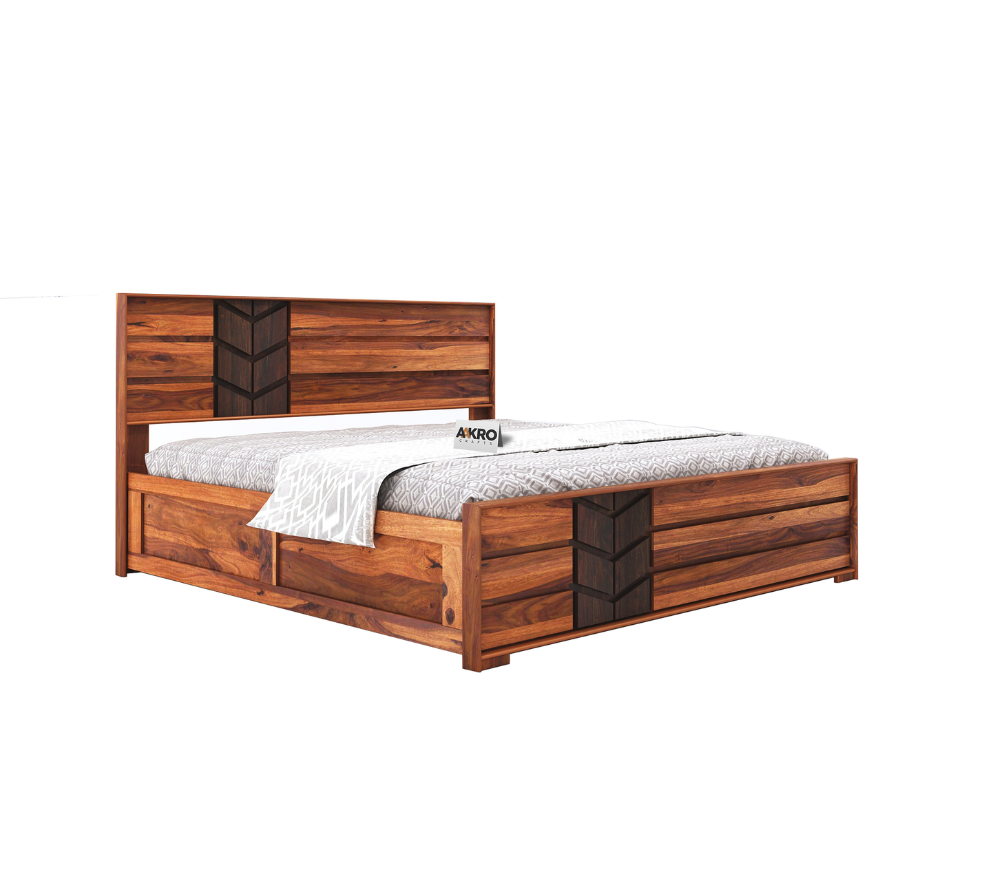 Venguard Sheesham Wood Bed with Box Storage (Dual Tone) - 1 Year Warranty
