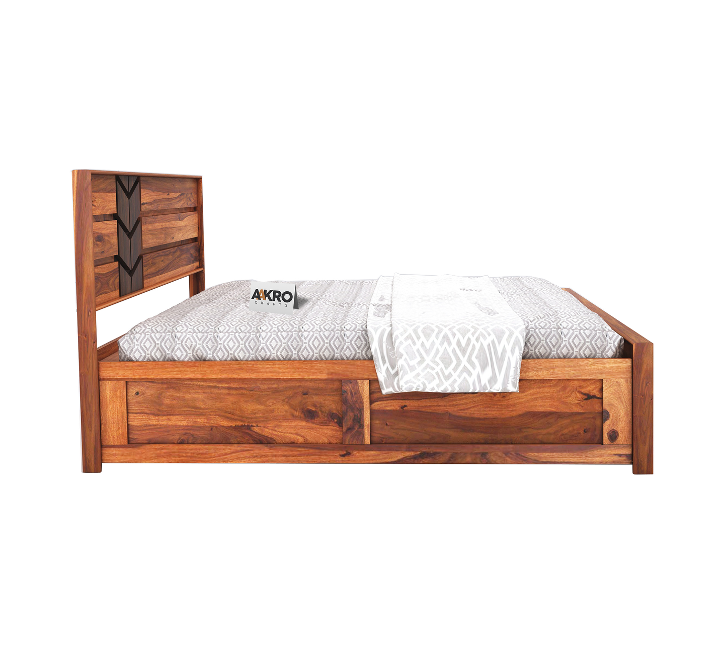 Venguard Sheesham Wood Bed with Box Storage (Dual Tone) - 1 Year Warranty