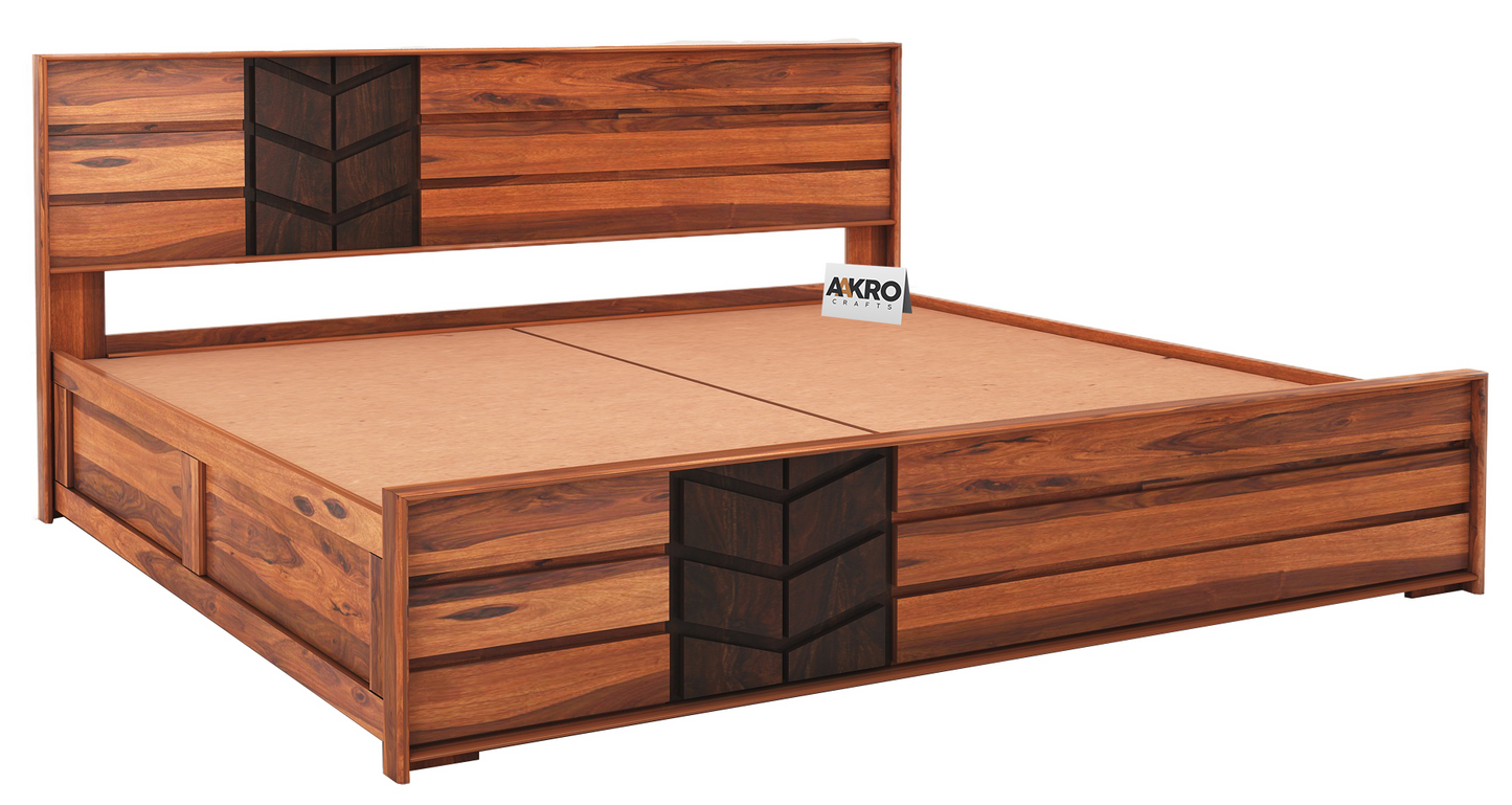 Sheesham Wood Venguard Bed with Box Storage - 1 Year Warranty