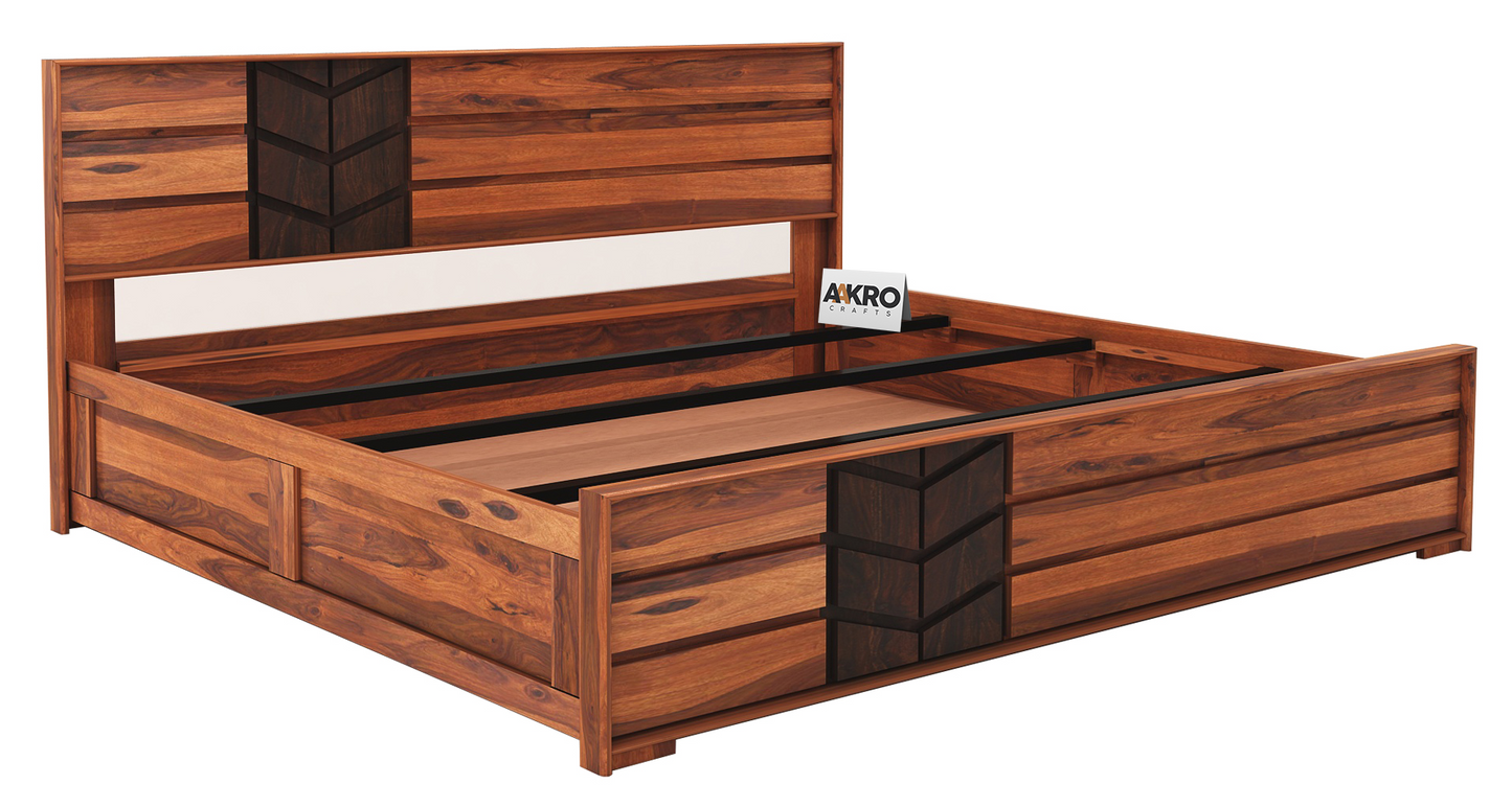 Sheesham Wood Venguard Bed with Box Storage - 1 Year Warranty