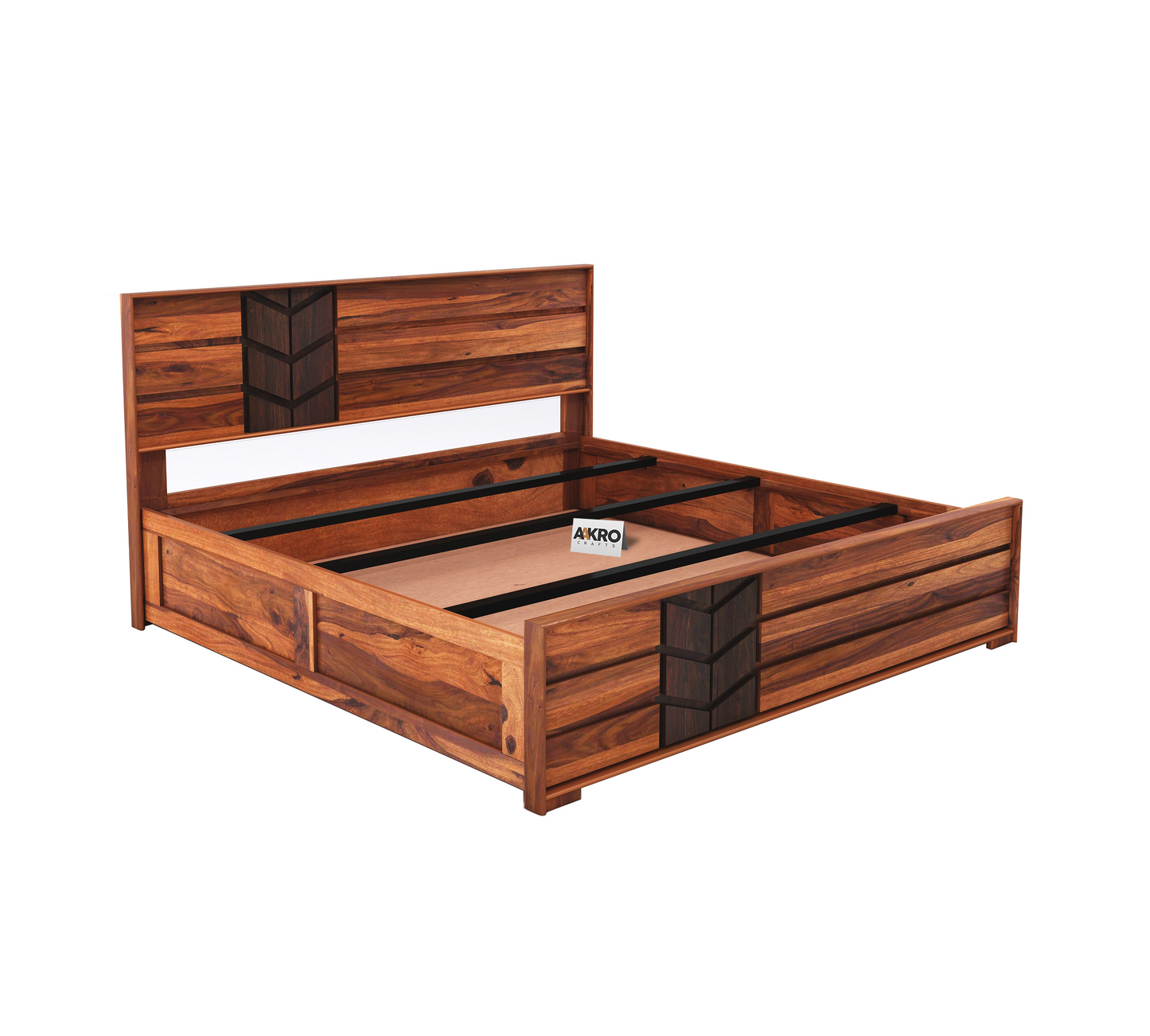 Venguard Sheesham Wood Bed with Box Storage (Dual Tone) - 1 Year Warranty